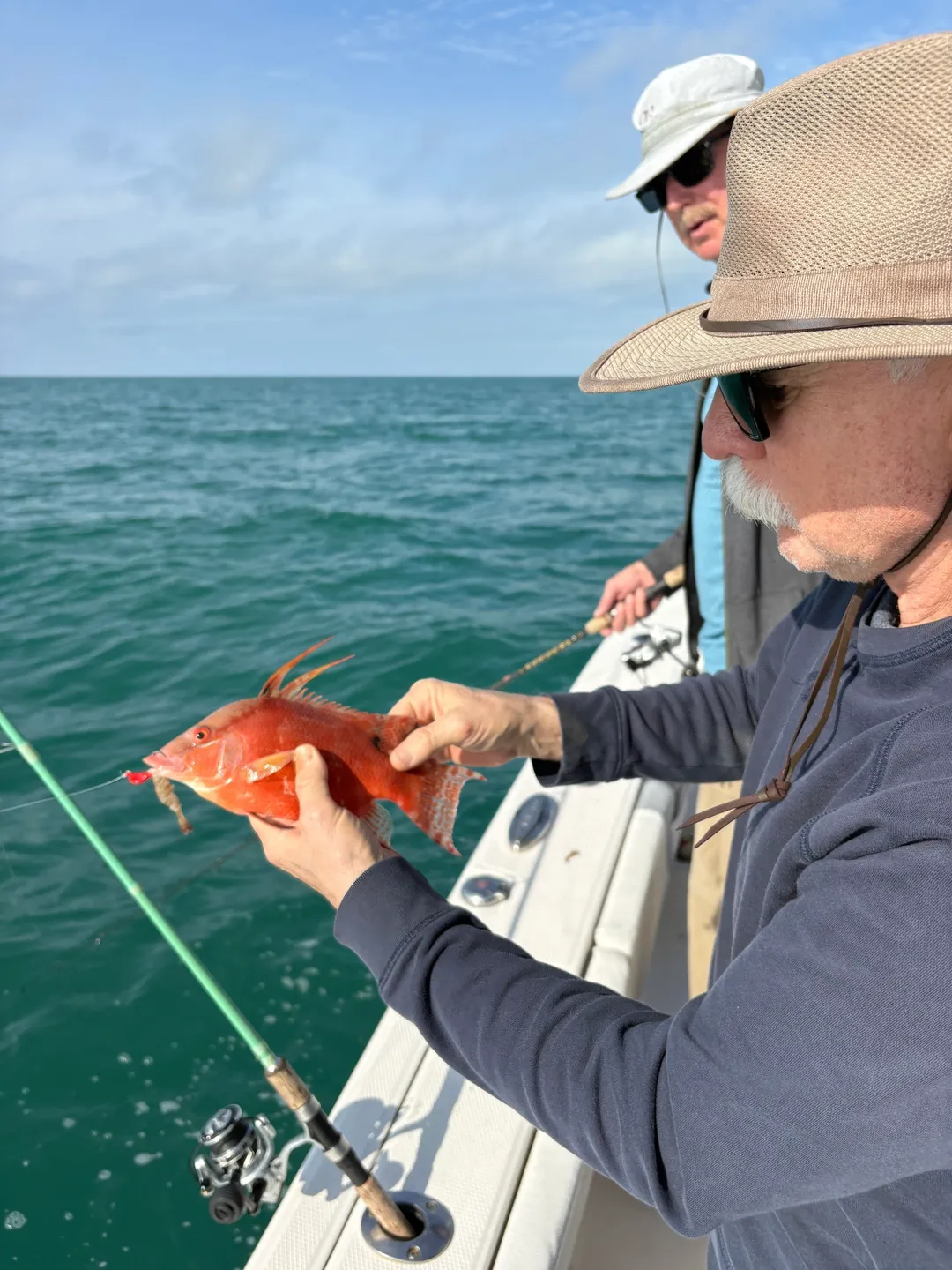 Fishing in the ocean with friends